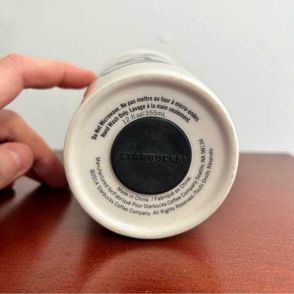 Starbucks 2014 Siren Face Ceramic 12 oz Travel Mug with Lid - Picture 5 of 10